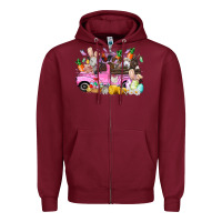 Burgundy easter day farm animals truck Zipper Hoodie - RacoonDesign