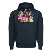 Navy easter day farm animals truck Zipper Hoodie - RacoonDesign