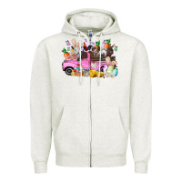Oatmeal Heather easter day farm animals truck Zipper Hoodie - RacoonDesign