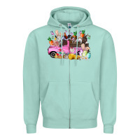 Seafoam easter day farm animals truck Zipper Hoodie - RacoonDesign