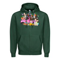 Sports Green easter day farm animals truck Zipper Hoodie - RacoonDesign
