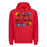 Red if god can make a bug's butt light up Premium Hoodie - MaliasSmallBusiness