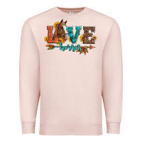 Pale Pink love horses  leather turquoise leopard Premium Sweatshirt - Artiststas