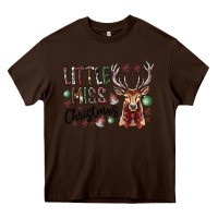 Chocolate Brown little miss christmas Heavy Core Tee - CowhideDigitalArt