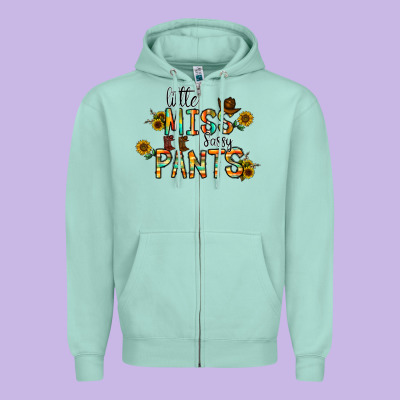 Little Mıss Sassy Pants Zipper Hoodie Designed By Cowhidedigitalart
