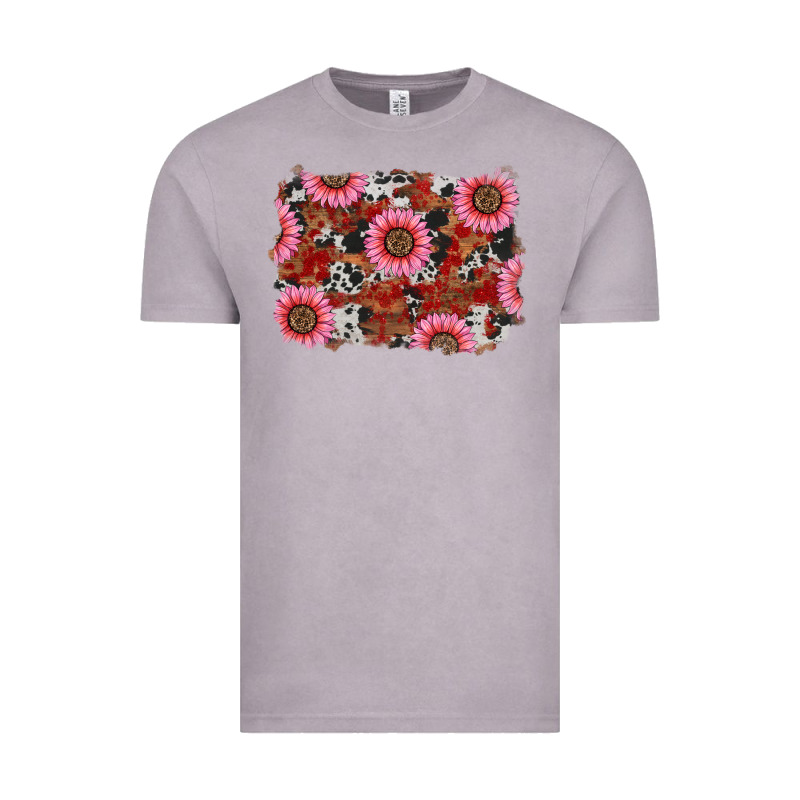Valentines Day Sunflowers Leopard Cowhide Backgrou Vintage Tee by RanaPortraitStore | Teevron