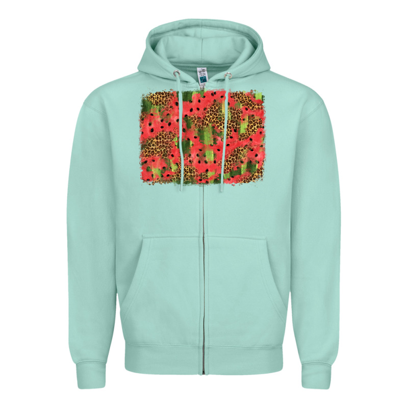 Watermelon Leopard Pattern Background Zipper Hoodie by HRA Design Shop | Teevron