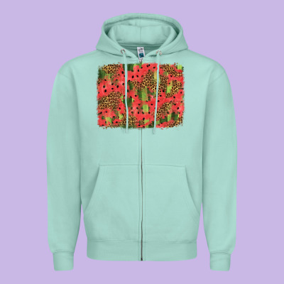 Watermelon Leopard Pattern Background Zipper Hoodie Designed By Hra Design Shop