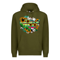 Army Green America Map Sunflower Cactus Serape Premium Hoodie - RanaPortraitStore