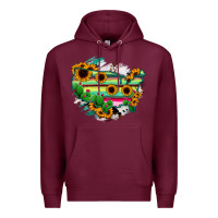 Burgundy America Map Sunflower Cactus Serape Premium Hoodie - RanaPortraitStore