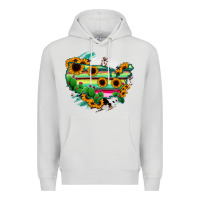 Dove Grey America Map Sunflower Cactus Serape Premium Hoodie - RanaPortraitStore