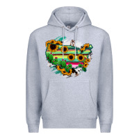 Heather Grey America Map Sunflower Cactus Serape Premium Hoodie - RanaPortraitStore