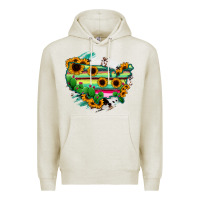 Oatmeal Heather America Map Sunflower Cactus Serape Premium Hoodie - RanaPortraitStore