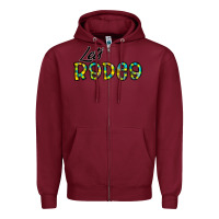 Burgundy let's rodeo Zipper Hoodie - CowhideDigitalArt