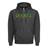 Charcoal Heather let's rodeo Zipper Hoodie - CowhideDigitalArt