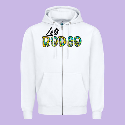 Let's Rodeo Zipper Hoodie Designed By Cowhidedigitalart