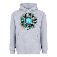 Heather Grey western sunflower gemstone Heavyweight Hoodie - JahusDesignShop