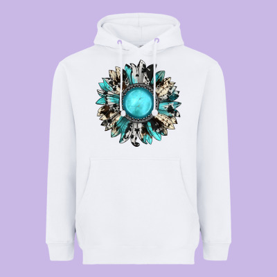 Western Sunflower Gemstone Heavyweight Hoodie Designed By Jahusdesignshop