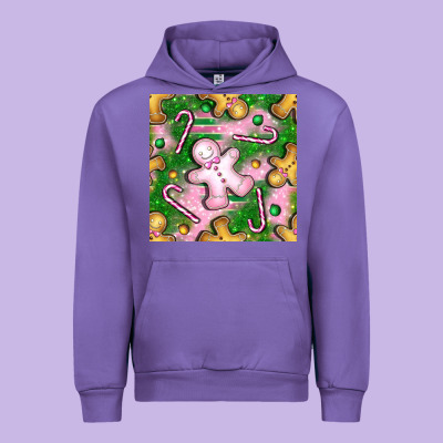 Christmas Smile Gingerbread Cookie Seamless Pattern Bbs Urban Hoodie Designed By Bundleandbundleshop