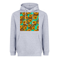 Heather Grey sunflowers and leopard western seamless pattern Heavyweight Hoodie - BundleAndBundleShop