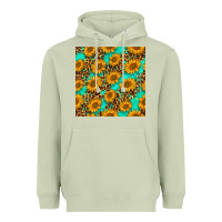 Matcha sunflowers and leopard western seamless pattern Heavyweight Hoodie - BundleAndBundleShop