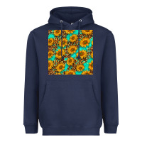 Navy sunflowers and leopard western seamless pattern Heavyweight Hoodie - BundleAndBundleShop