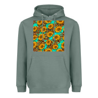 Sage sunflowers and leopard western seamless pattern Heavyweight Hoodie - BundleAndBundleShop