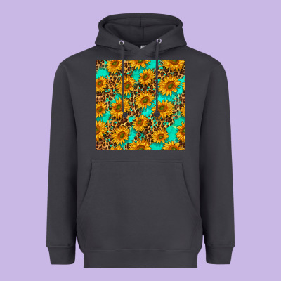 Sunflowers And Leopard Western Seamless Pattern Heavyweight Hoodie Designed By Bundleandbundleshop