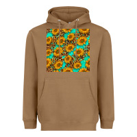 Toasted Coconut sunflowers and leopard western seamless pattern Heavyweight Hoodie - BundleAndBundleShop