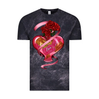 Cloud Black heart glass vase love tickets with rose Vintage Tee - RanaPortraitStore