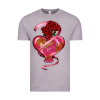 Vintage Zinc heart glass vase love tickets with rose Vintage Tee - RanaPortraitStore