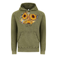 Vintage Olive sunflower glitter leather patch Vintage Hoodie - AdoDesignShop
