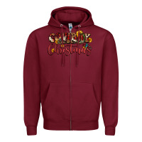 Burgundy cowboy christmas Zipper Hoodie - FaDigitalArtStudio