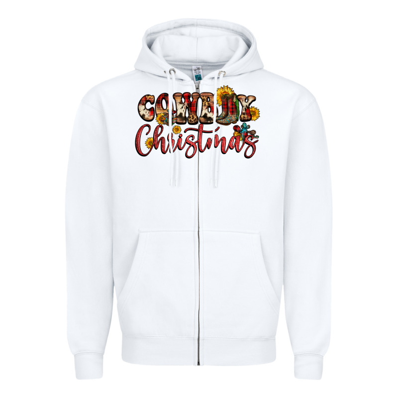 Cowboy Christmas Zipper Hoodie by FaDigitalArtStudio | Teevron