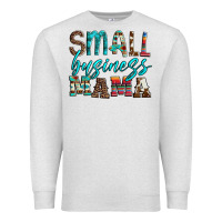 Oatmeal Heather small business mama leopard turquoise aztec serape cowhide Premium Sweatshirt - Artiststas