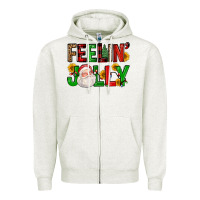 Oatmeal Heather feelin' jolly Zipper Hoodie - FaDigitalArtStudio