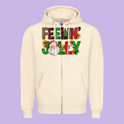 Feelin' Jolly Zipper Hoodie Designed By Fadigitalartstudio