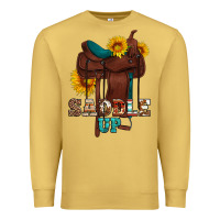Antique Gold saddle up cowboy western sunflowers Premium Sweatshirt - Artiststas