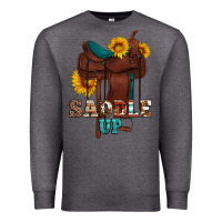 Charcoal Heather saddle up cowboy western sunflowers Premium Sweatshirt - Artiststas