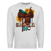 Dove Grey saddle up cowboy western sunflowers Premium Sweatshirt - Artiststas