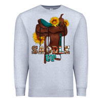 Heather Grey saddle up cowboy western sunflowers Premium Sweatshirt - Artiststas