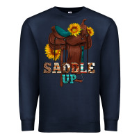 Navy saddle up cowboy western sunflowers Premium Sweatshirt - Artiststas