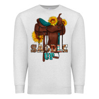 Oatmeal Heather saddle up cowboy western sunflowers Premium Sweatshirt - Artiststas