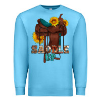 Ocean Blue saddle up cowboy western sunflowers Premium Sweatshirt - Artiststas