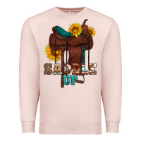 Pale Pink saddle up cowboy western sunflowers Premium Sweatshirt - Artiststas