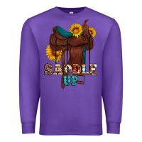 Purple saddle up cowboy western sunflowers Premium Sweatshirt - Artiststas