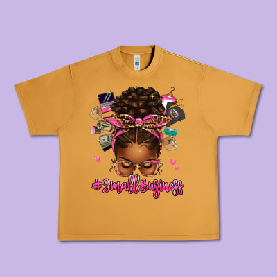 Urban Heavy Tee small business afro messy bun
