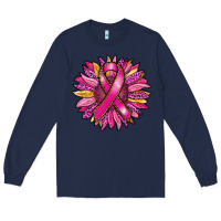 Navy breast cancer sunflower Long Sleeve Tee - RanaPortraitStore