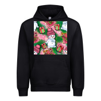 Black cute snowman and gift box with leopard seamless pattern bbs Urban Hoodie - BundleAndBundleShop