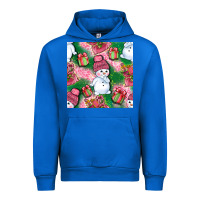 Cobalt cute snowman and gift box with leopard seamless pattern bbs Urban Hoodie - BundleAndBundleShop